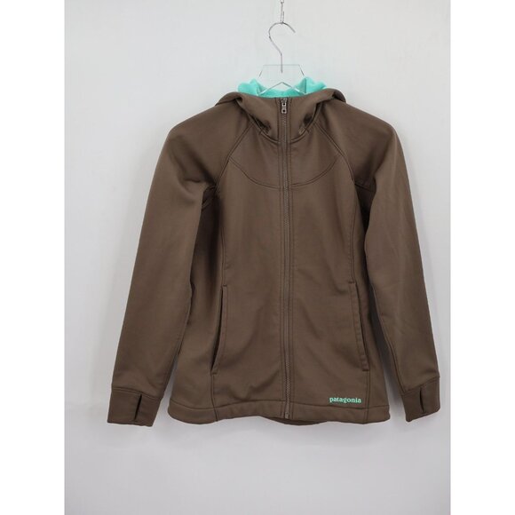 Patagonia Women’s Slopestyle Hoody Brown Aqua Size XS Softshell Full Zip Jacket - Picture 5 of 16